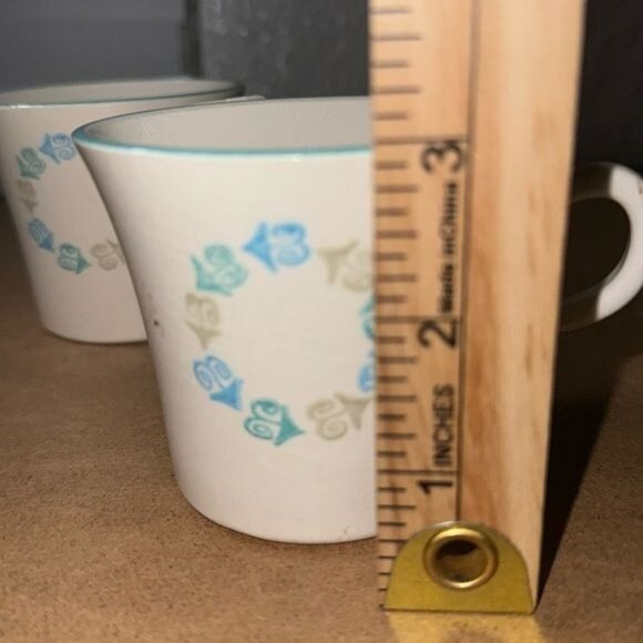 Vintage Carlton Japan Blue White Ceramic Coffee Mugs Set Of 3 Retro Kitchen Drin - Picture 5 of 8